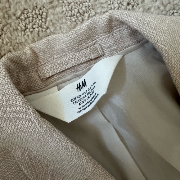 H&M boys beige tan color 2pc linen blend blazer jacket & pants set size 7 years - Picture 3 of 5